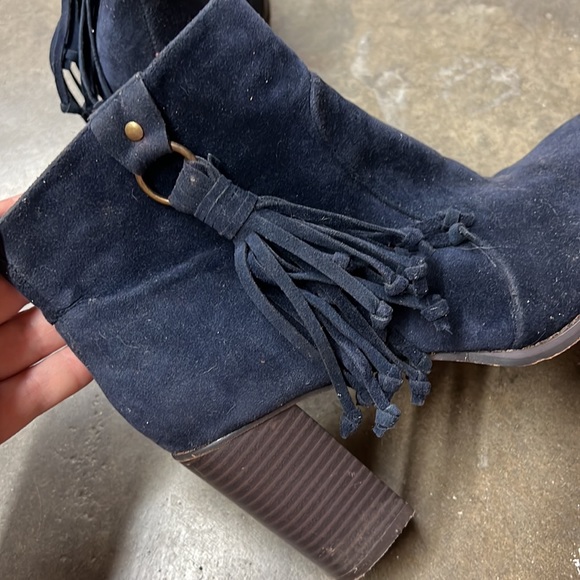 Top Secret Dark Blue Suede Booties with tassel, 40 - Picture 4 of 5